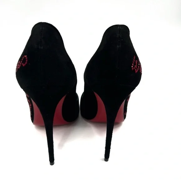Christian Louboutin Black Stiletto Heels Walk A Mile In My Shoes Collection 38 - Picture 8 of 15